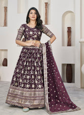 Jazzy Looking Lehenga Choli in Wine Colour